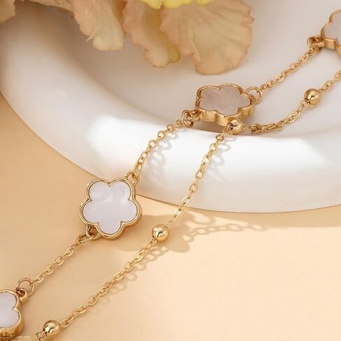 1 PC Five-Leaf Clover Anklet, Gold Tone Chain Ankle Bracelet for Women, Stylish Jewelry for Casual Wear, Trendy Anklet for Special Occasions, Fashionable Accessory for Her (Gold) in Saudi Arabia