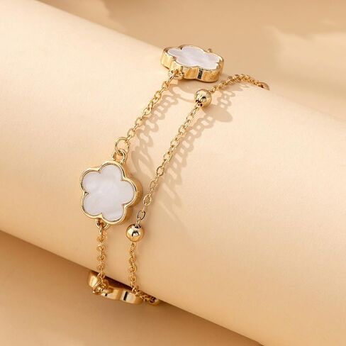 1 PC Five-Leaf Clover Anklet, Gold Tone Chain Ankle Bracelet for Women, Stylish Jewelry for Casual Wear, Trendy Anklet for Special Occasions, Fashionable Accessory for Her (Gold) in Saudi Arabia