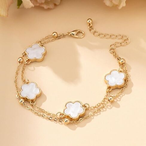 1 PC Five-Leaf Clover Anklet, Gold Tone Chain Ankle Bracelet for Women, Stylish Jewelry for Casual Wear, Trendy Anklet for Special Occasions, Fashionable Accessory for Her (Gold) in Saudi Arabia