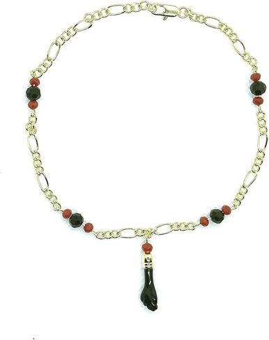 خلخال يد سوداء 14kt GP عين الشر لاكي تشارم 10 بوصة - Azabache Mal De Ojo Buena Suerte Tobillera Pulsera Para El Pie 10" in Saudi Arabia