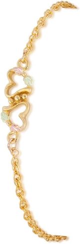 Dual Hearts Ankle Bracelet, 10k Yellow Gold, 12k Green and Rose Gold Black Hills Gold Motif 8.75 Inches in Saudi Arabia