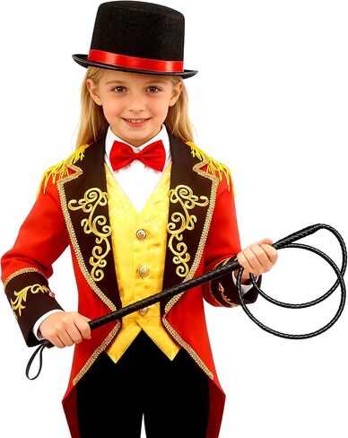 Kids Ringmaster Costume Circus Ring Master Cosplay Vest-Front Coat Outfit Halloween Dress Up 3-12 Years in Saudi Arabia