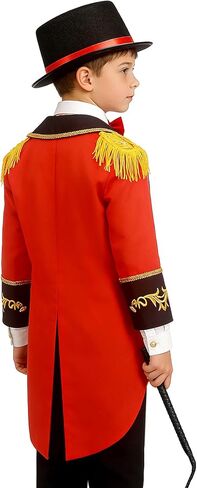 Kids Ringmaster Costume Circus Ring Master Cosplay Vest-Front Coat Outfit Halloween Dress Up 3-12 Years in Saudi Arabia