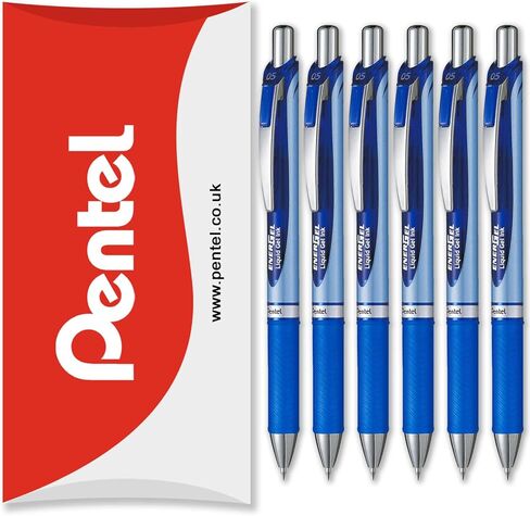 Pentel Energel BLN75 القابل للسحب قلم حبر الهلام القابل للسحب - 0.5 ملم NIB - الحبر الأسود والأزرق والبنفسجي - حزمة من 6 في عبوة محفظة البطلينوس in Saudi Arabia