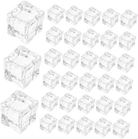 30Pcs Faux Ice Cubes Transparent Resin Ice Cubes for Home Decor Photography Props and Party Supplies Realistic Artificial Ice Cubes for Desktop Ornament and Resin Craft in Saudi Arabia