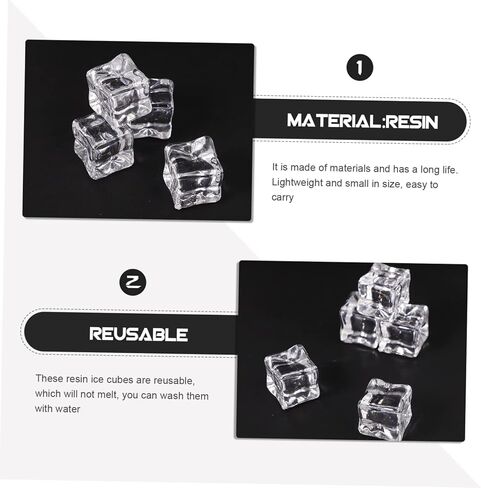 30Pcs Faux Ice Cubes Transparent Resin Ice Cubes for Home Decor Photography Props and Party Supplies Realistic Artificial Ice Cubes for Desktop Ornament and Resin Craft in Saudi Arabia
