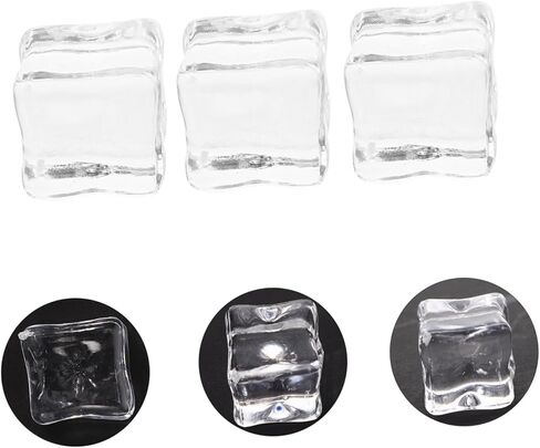 30Pcs Faux Ice Cubes Transparent Resin Ice Cubes for Home Decor Photography Props and Party Supplies Realistic Artificial Ice Cubes for Desktop Ornament and Resin Craft in Saudi Arabia