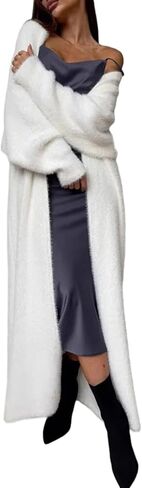 NRHTYE Womens Fuzzy Long Cardigan Sweaters Oversized Open Front Knit Fluffy Cardigans Fall Winter Maxi Duster Coat in Saudi Arabia