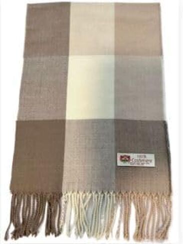 Irvint&Co Women’s Cashmere Scarf Plaid Khaki Tan Cream Warm Long Soft Shawl Winter Wrap For Women and Men in Saudi Arabia