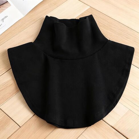 Black Velvet High Neck Collar, Stretchy Fake Collar Liner for Sweaters and Shirts, Polyester Brushed Neck Warmer for Autumn and Winter Wear in Saudi Arabia