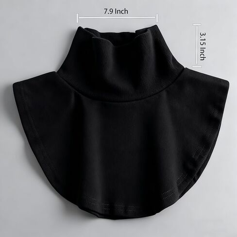Black Velvet High Neck Collar, Stretchy Fake Collar Liner for Sweaters and Shirts, Polyester Brushed Neck Warmer for Autumn and Winter Wear in Saudi Arabia