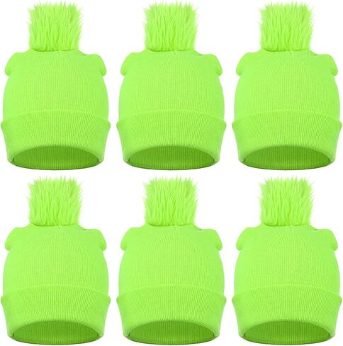 6 Pcs Green Christmas Hats Bulk Green Cosplay Party Beanie Cap Adults Unisex Christmas Costume Accessories in Saudi Arabia