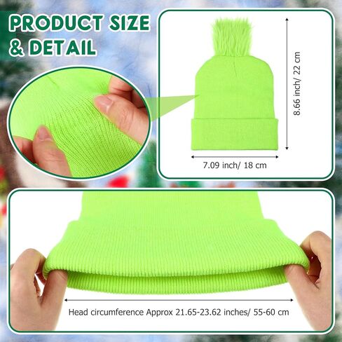 6 Pcs Green Christmas Hats Bulk Green Cosplay Party Beanie Cap Adults Unisex Christmas Costume Accessories in Saudi Arabia