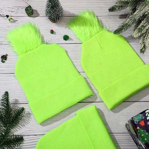 6 Pcs Green Christmas Hats Bulk Green Cosplay Party Beanie Cap Adults Unisex Christmas Costume Accessories in Saudi Arabia