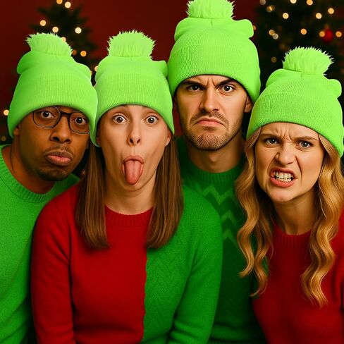 6 Pcs Green Christmas Hats Bulk Green Cosplay Party Beanie Cap Adults Unisex Christmas Costume Accessories in Saudi Arabia