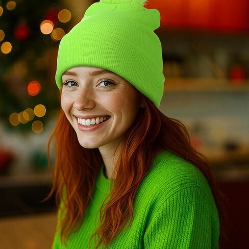 6 Pcs Green Christmas Hats Bulk Green Cosplay Party Beanie Cap Adults Unisex Christmas Costume Accessories in Saudi Arabia