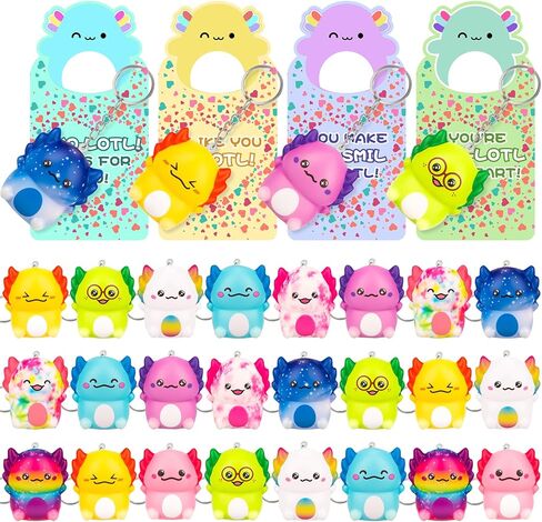Valentines Gifts for Kids, 24PCS Valentines Cards for Kids Classroom with Animal Squishy Toys, Valentines Gifts for Kids Classroom Exchange, Valentines Party Favors Valentine Prize Supplies in Saudi Arabia