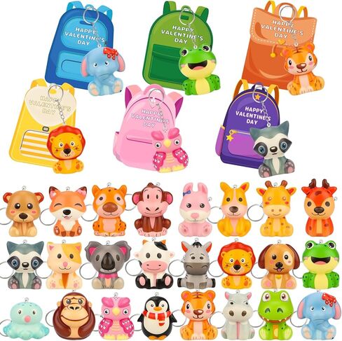 Valentines Gifts for Kids, 24PCS Valentines Cards for Kids Classroom with Animal Squishy Toys, Valentines Gifts for Kids Classroom Exchange, Valentines Party Favors Valentine Prize Supplies in Saudi Arabia