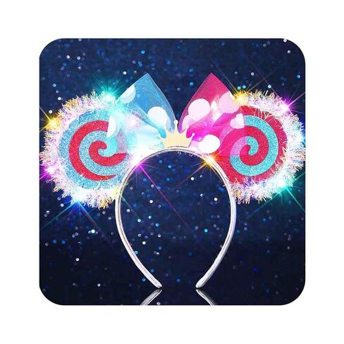 Unicra Light Up Headband Headbands Headbands Headbands Bow Hair Accessories للنساء والفتيات (آذان الترتر الأحمر - تيارا) in Saudi Arabia