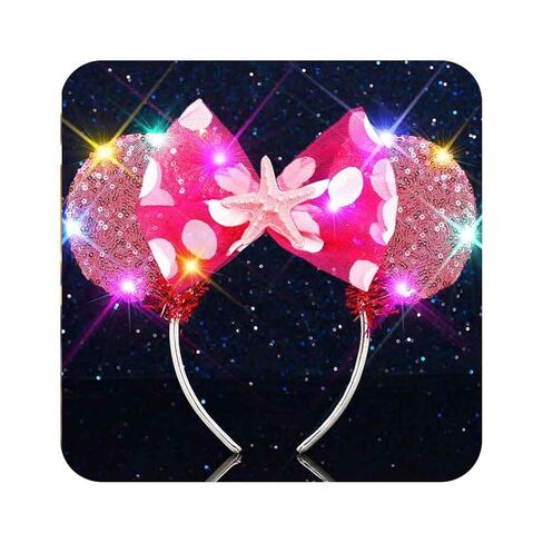 Unicra Light Up Headband Headbands Headbands Headbands Bow Hair Accessories للنساء والفتيات (آذان الترتر الأحمر - تيارا) in Saudi Arabia