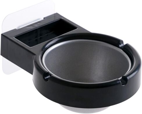 Haofy Wall Mounted Ashtray Stainless Steel Cigarette Bin with Storage Holder Adhesive for Bathroom Toilet Home Office Hotel (Black) in Saudi Arabia