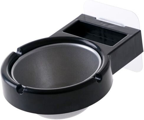 Haofy Wall Mounted Ashtray Stainless Steel Cigarette Bin with Storage Holder Adhesive for Bathroom Toilet Home Office Hotel (Black) in Saudi Arabia
