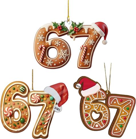 3PCS Six Seven Christmas Ornament，67 Acrylic Ornament, Funny 67 Meme Ornament，Santa Ornaments for Christmas Tree, Funny Teen Gift (C) in Saudi Arabia