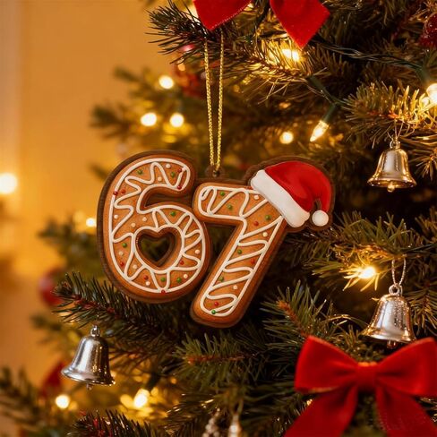 3PCS Six Seven Christmas Ornament，67 Acrylic Ornament, Funny 67 Meme Ornament，Santa Ornaments for Christmas Tree, Funny Teen Gift (C) in Saudi Arabia