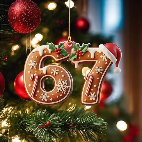 3PCS Six Seven Christmas Ornament，67 Acrylic Ornament, Funny 67 Meme Ornament，Santa Ornaments for Christmas Tree, Funny Teen Gift (C) in Saudi Arabia