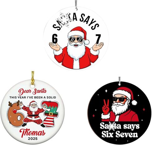 3PCS Six Seven Christmas Ornament，67 Acrylic Ornament, Funny 67 Meme Ornament，Santa Ornaments for Christmas Tree, Funny Teen Gift (C) in Saudi Arabia