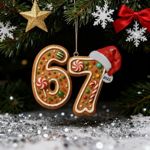 3PCS Six Seven Christmas Ornament，67 Acrylic Ornament, Funny 67 Meme Ornament，Santa Ornaments for Christmas Tree, Funny Teen Gift (C) in Saudi Arabia