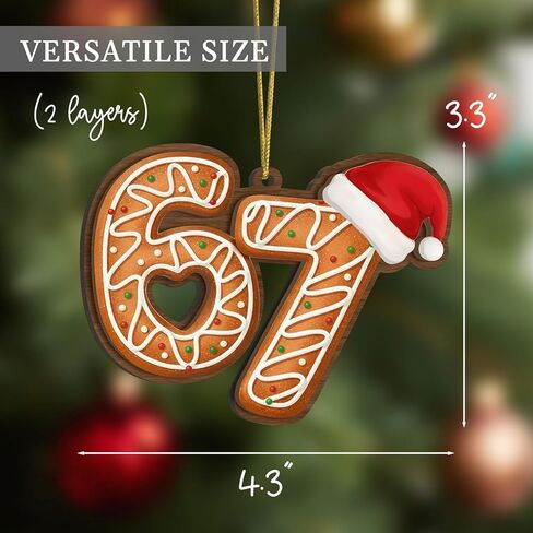 3PCS Six Seven Christmas Ornament，67 Acrylic Ornament, Funny 67 Meme Ornament，Santa Ornaments for Christmas Tree, Funny Teen Gift (C) in Saudi Arabia