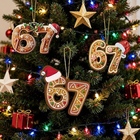3PCS Six Seven Christmas Ornament，67 Acrylic Ornament, Funny 67 Meme Ornament，Santa Ornaments for Christmas Tree, Funny Teen Gift (C) in Saudi Arabia