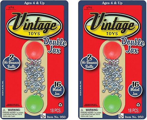 JA-RU Vintage Toys Metal Jacks Set (2 Pack) w/Two Bouncy Balls. Retro Classic Mini Jax Games Family. Bulk Party Favors, Pinata Filler, Birthday Stocking Stuffers. 950-2s in Saudi Arabia