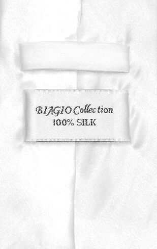 Biagio 100% SILK NeckTie EXTRA LONG Solid WHITE Color Men's XL Neck Tie in Saudi Arabia