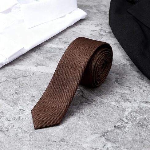 Solid Brown Formal Tie for Men, Slim Business Necktie, Versatile Professional Accessory for Office Wear and Special Events in Saudi Arabia