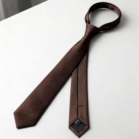 Solid Brown Formal Tie for Men, Slim Business Necktie, Versatile Professional Accessory for Office Wear and Special Events in Saudi Arabia