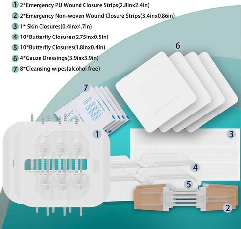 Emergency Wound Closure Strips 29 Pack, 4 Types Zip Stitch Butterfly Bandaids Without Suture, Stitchless & Painless Laceration Closure Kit Butterfly Bandages in Saudi Arabia