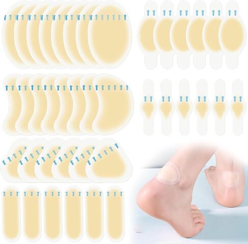 40ct Hydrocolloid Bandages Blister Bandages for Feet, Water Resistant Gel Blister Pads Blister Cushions for Heel Blister Prevention, Waterproof Toe Protection - 6 Size in Saudi Arabia