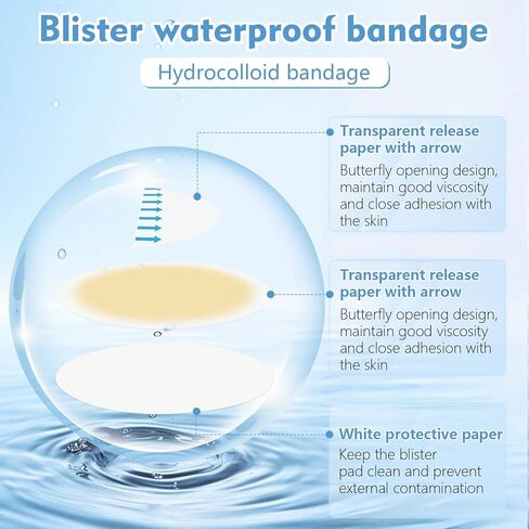 40ct Hydrocolloid Bandages Blister Bandages for Feet, Water Resistant Gel Blister Pads Blister Cushions for Heel Blister Prevention, Waterproof Toe Protection - 6 Size in Saudi Arabia