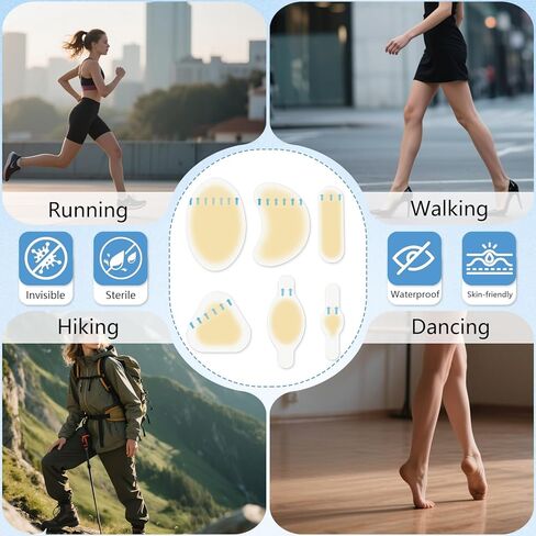 40ct Hydrocolloid Bandages Blister Bandages for Feet, Water Resistant Gel Blister Pads Blister Cushions for Heel Blister Prevention, Waterproof Toe Protection - 6 Size in Saudi Arabia