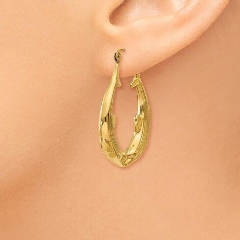 Diamond2Deal 14k Yellow Gold Polished Dolphin Hoop Earrings (L- 0.67 in, W- 0.16 in) in Saudi Arabia