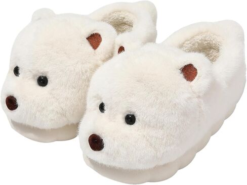 Cute Bear Slippers Men Women Winter Warm Cartoon Plush House Shoes Soft Couple Fuzzy Indoor Slippers Full Back in Saudi Arabia