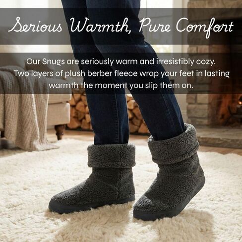 Polar Feet Men’s Snugs Fleece Slippers with Suede Soles | Warm, Cozy Bootie-Style House Slippers with Memory Foam Cushioning in Saudi Arabia