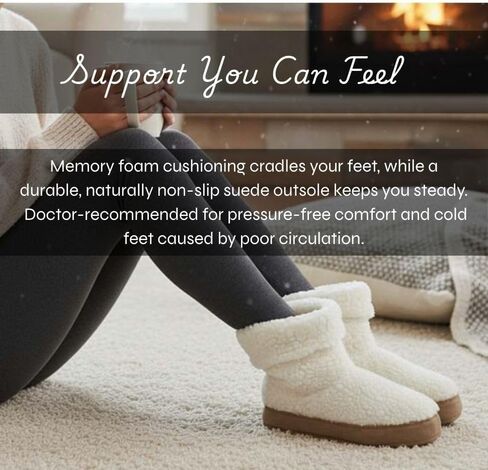 Polar Feet Men’s Snugs Fleece Slippers with Suede Soles | Warm, Cozy Bootie-Style House Slippers with Memory Foam Cushioning in Saudi Arabia