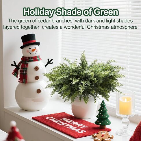 12Pcs 18" Real Touch Christmas Cedar Branches Artificial Realistic Christmas Greenery Pine Branches Faux Greenery Plants Stem for Vase DIY Crafts Garland Wreath Indoor Outdoor Home Decor in Saudi Arabia