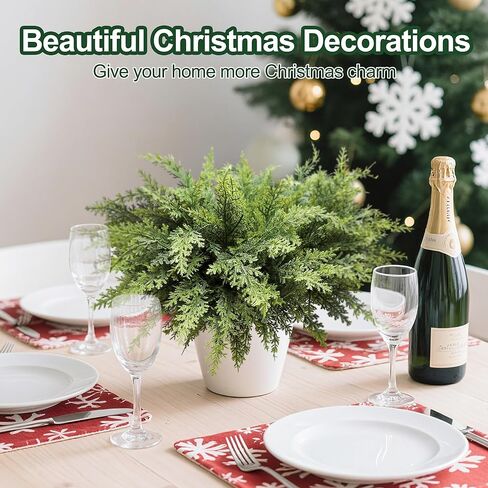 12Pcs 18" Real Touch Christmas Cedar Branches Artificial Realistic Christmas Greenery Pine Branches Faux Greenery Plants Stem for Vase DIY Crafts Garland Wreath Indoor Outdoor Home Decor in Saudi Arabia