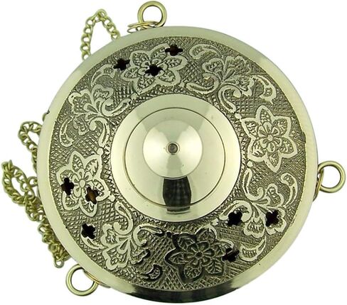 Gold Plate Over Brass Conical Incense Holder, 3 1/2" Dia - 3" H with 9" Chain in Saudi Arabia
