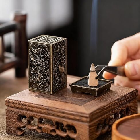 Bronze Square Incense Burner, Small Alloy Material, Indoor Aromatherapy Home Decor, Perfect for Relaxation, Meditation and Yoga in Saudi Arabia