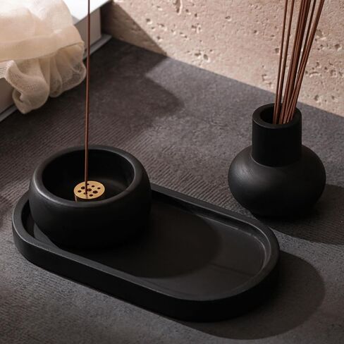 Concrete Incense Burner Set with Holder and Tray,Multifunction Incense Holder for Burning Sage,Palo Santo,Incense Sticks,Ideal for Meditation Home Decor(White) in Saudi Arabia